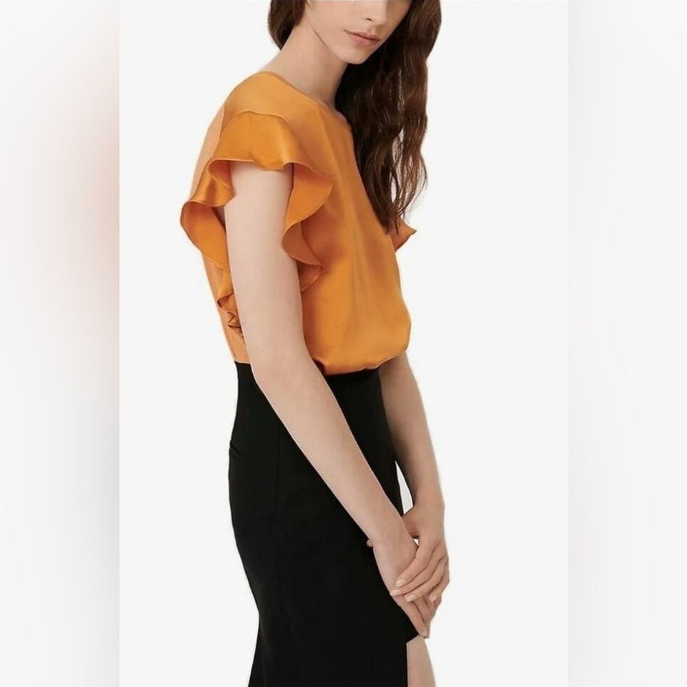 NWT - Maje Tola Sleeveless Ruffled Top Brown Maje Size 1 US Small